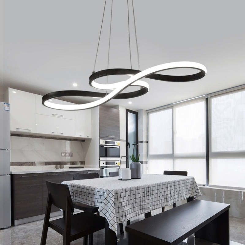 Musical Note LED Pendant Light Adjustable Metal Fixture Black White Gold Dining Room Living Room Kitchen Island Modern Decor | Lonoma