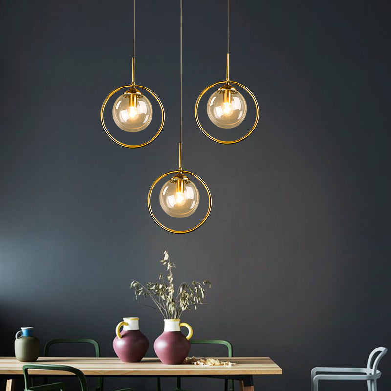 Glass Pendant Light with Metal Ring Frame - Modern Hanging Ceiling Fixture with Adjustable Color Temperature - Dimmable LED Lighting for | Lonoma