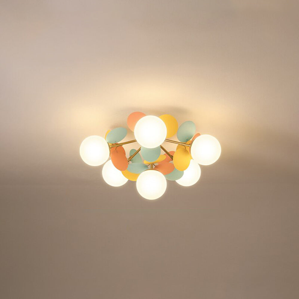 Floral Branch Ceiling Light Fixture Multi-Arm Glass Flower Chandelier Modern Botanical Flush Mount for Dining Room Bedroom Kitchen | Lonoma