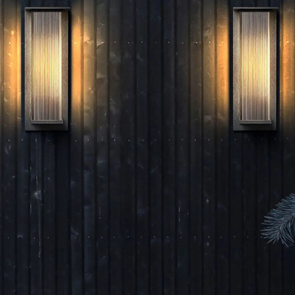 Weatherproof LED Outdoor Wall Sconce, Black Metal & Acrylic Rectangular Design for Patio Entryway | Lonoma