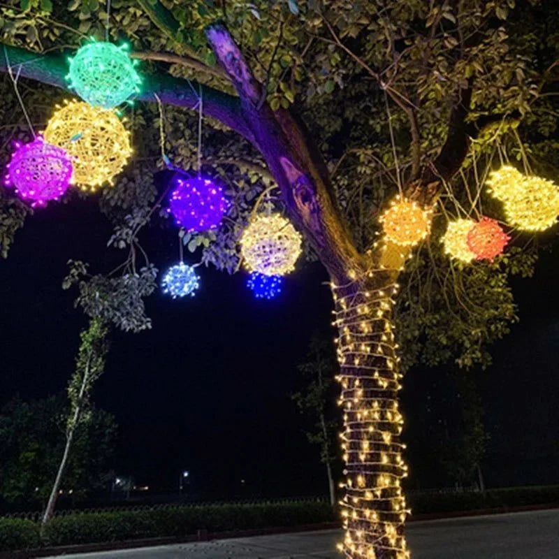 Waterproof LED Sphere Light 8 in, IP65 Outdoor Woven Globe Lamp for Garden, Patio & Balcony, Decorative Ambient Lighting | Lonoma
