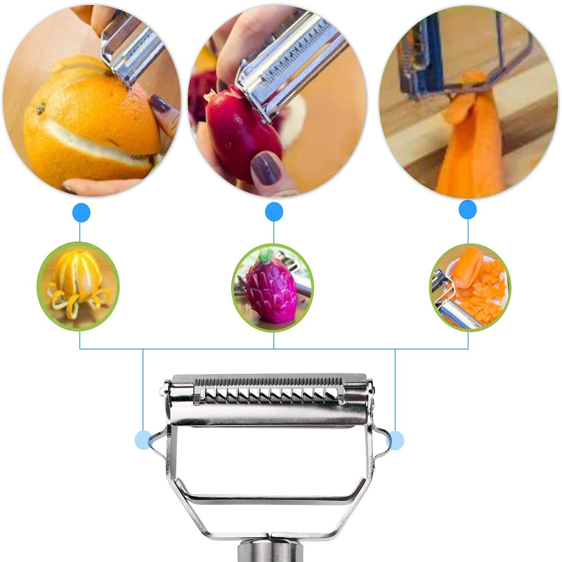 Dual-Blade Vegetable Peeler with Julienne Slicer for Quick Prep and Decorative Cuts | Kitchen Tool for Carrots, Cucumbers, Potatoes | Lonoma