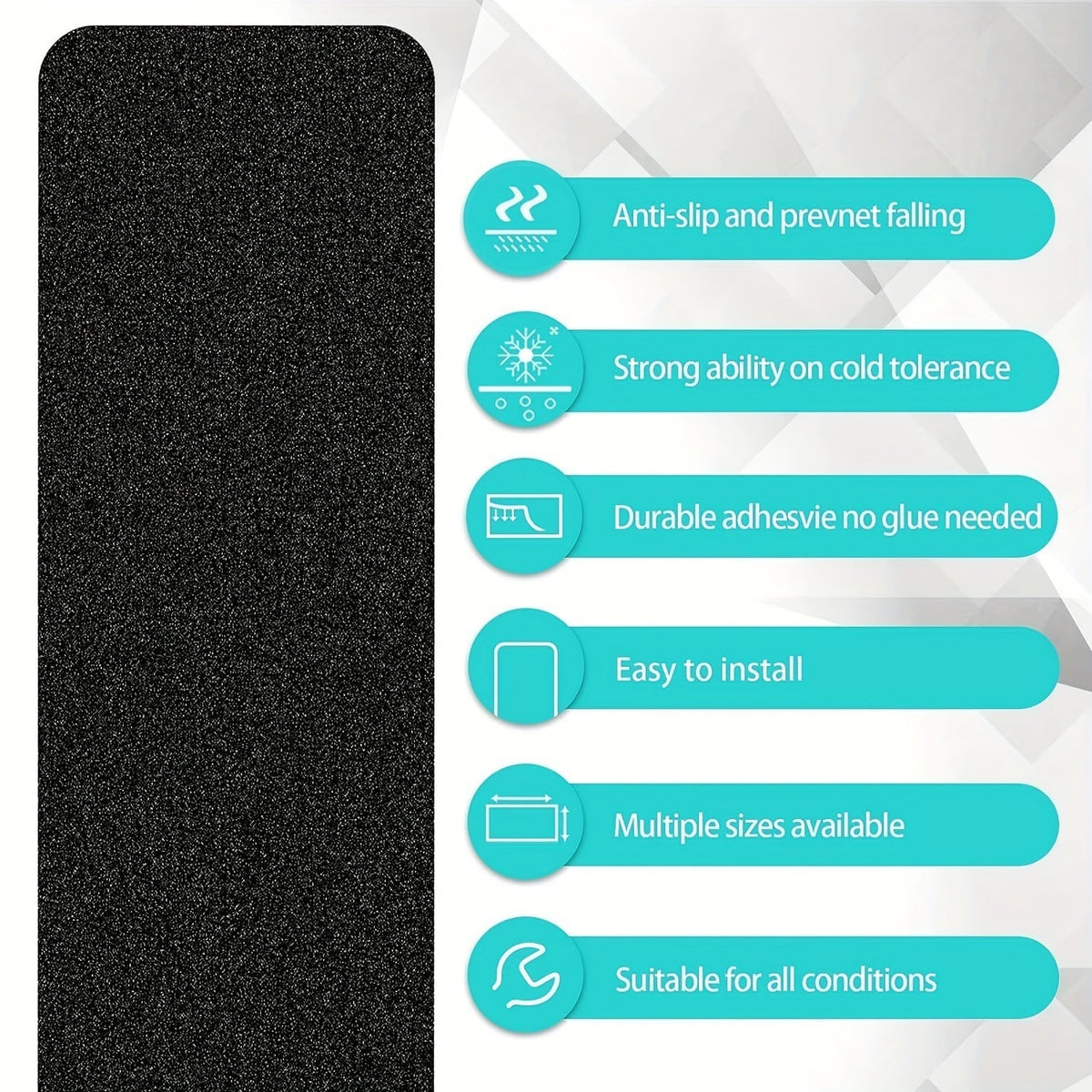 Non-Slip Stair Treads Pack of 10, Black Adhesive Grip Tape for Indoor & Outdoor Steps, Safety Strips for Kids, Seniors & Pets | Lonoma