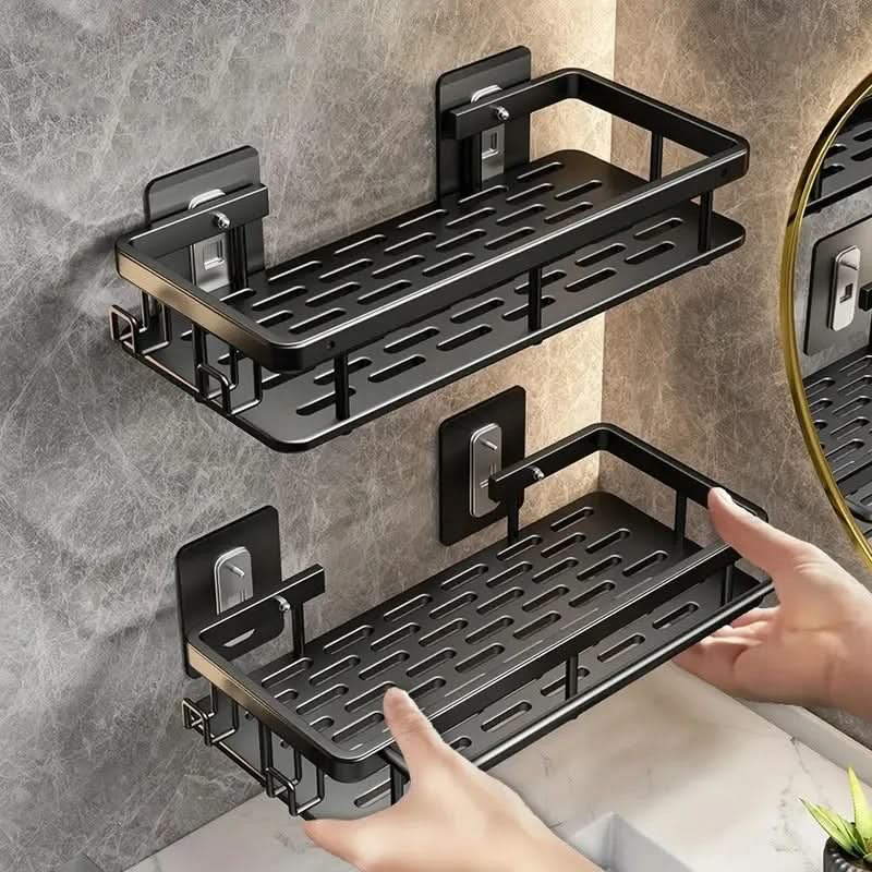 Adhesive Bathroom Shelf Corner Triangle Rectangle Organizer No Drill ABS Stainless Steel for Shower Wall | Lonoma