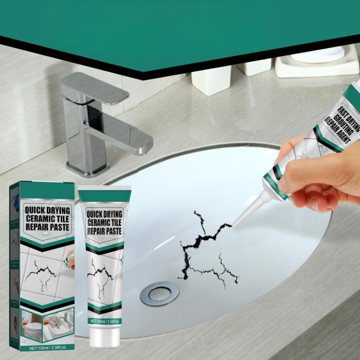 Tile Repair Paste 3.4 fl oz for Ceramic, Porcelain & Marble - Waterproof Crack and Chip Filler for Walls, Floors, Kitchen, Bath | Lonoma