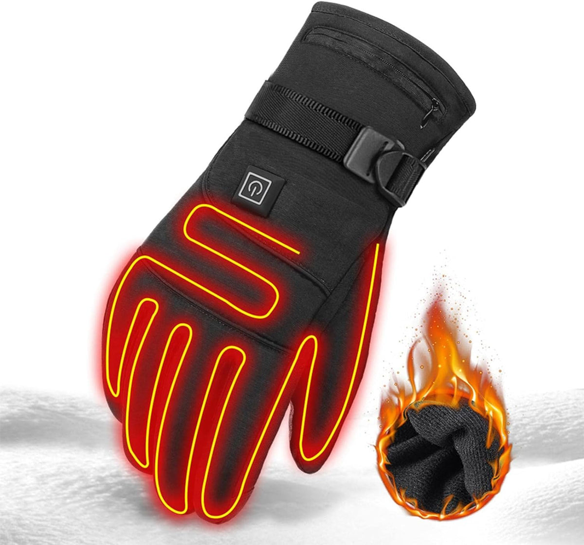 Battery-Powered Heated Gloves Waterproof Winter Gloves with 3 Heat Settings Touchscreen Compatible for Men Women Skiing Outdoor Cold Weather | Lonoma