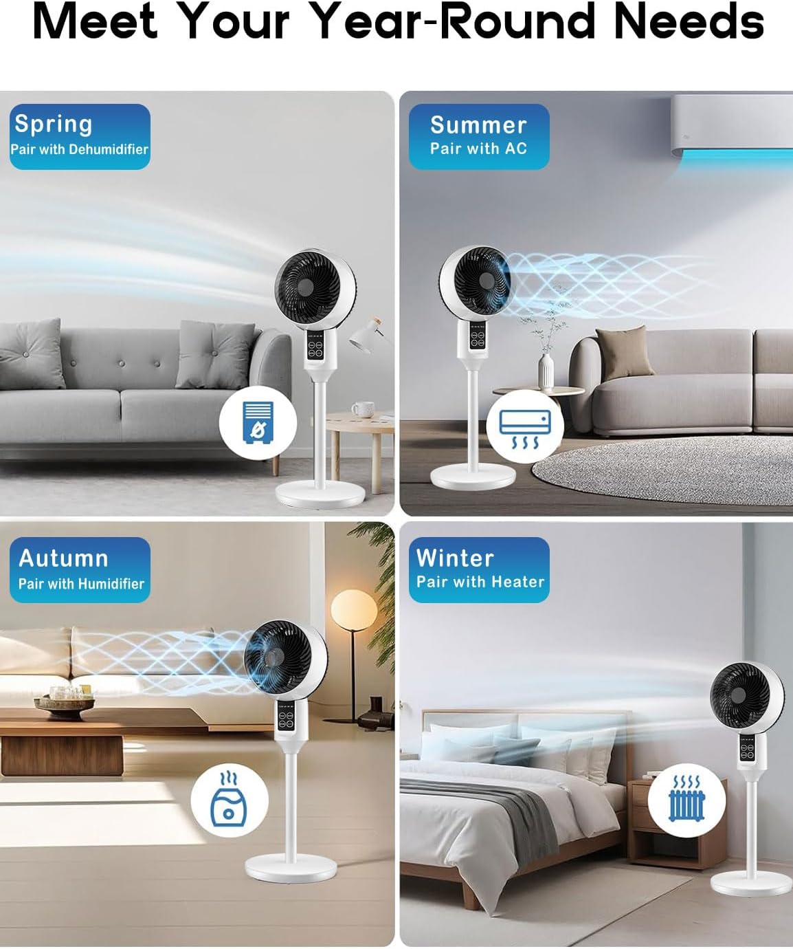 Adjustable Pedestal Fan with 3D Oscillation, Remote Control, Timer and Quiet Operation for Bedroom, Office | Lonoma