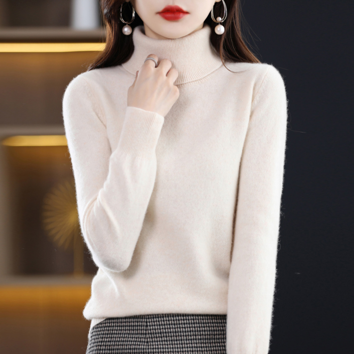Women's Turtleneck Sweater Soft Knit Long Sleeve Pullover for Fall Winter Everyday Casual Office Wear | Lonoma