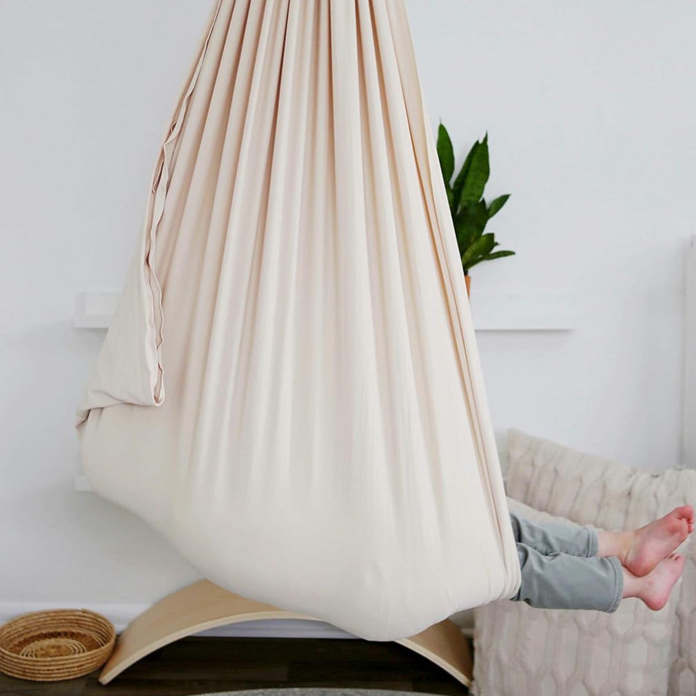 Kids Hammock Swing Chair Organic Cotton Sensory Pod for Calm Relaxation Therapy Development Cocoon Seat Indoor Hanging | Lonoma