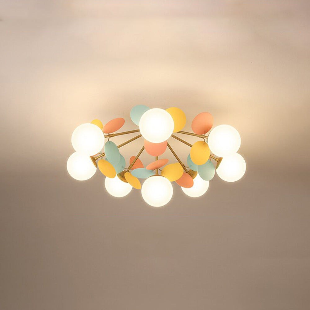 Floral Branch Ceiling Light Fixture Multi-Arm Glass Flower Chandelier Modern Botanical Flush Mount for Dining Room Bedroom Kitchen | Lonoma
