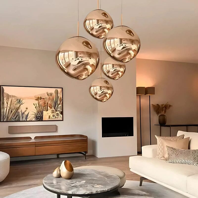 Mirror Finish Globe Pendant Light, Glass or PVC Sphere Adjustable Hanging Lamp for Dining Room, Living Room, Kitchen Island & Entryway | Lonoma