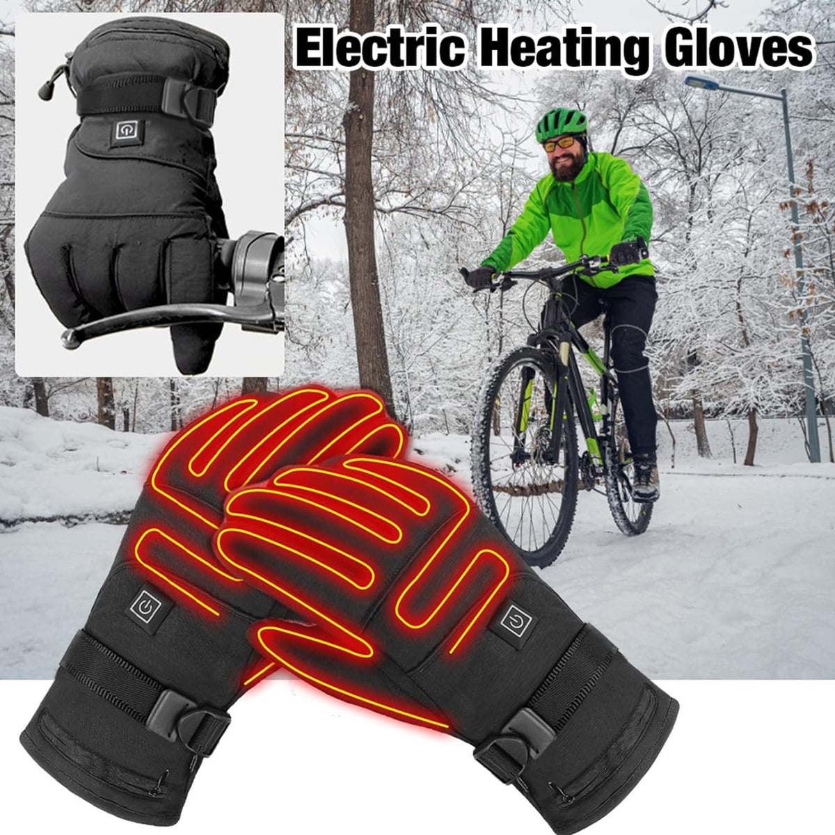 Battery-Powered Heated Gloves Waterproof Winter Gloves with 3 Heat Settings Touchscreen Compatible for Men Women Skiing Outdoor Cold Weather | Lonoma