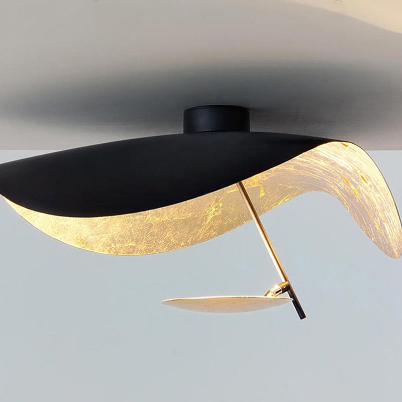 Metal Pendant Light Gold Foil Finish Twisted Sculptural Design Warm LED Indoor Lighting Adjustable Cord Dining Living Room Kitchen Island | Lonoma