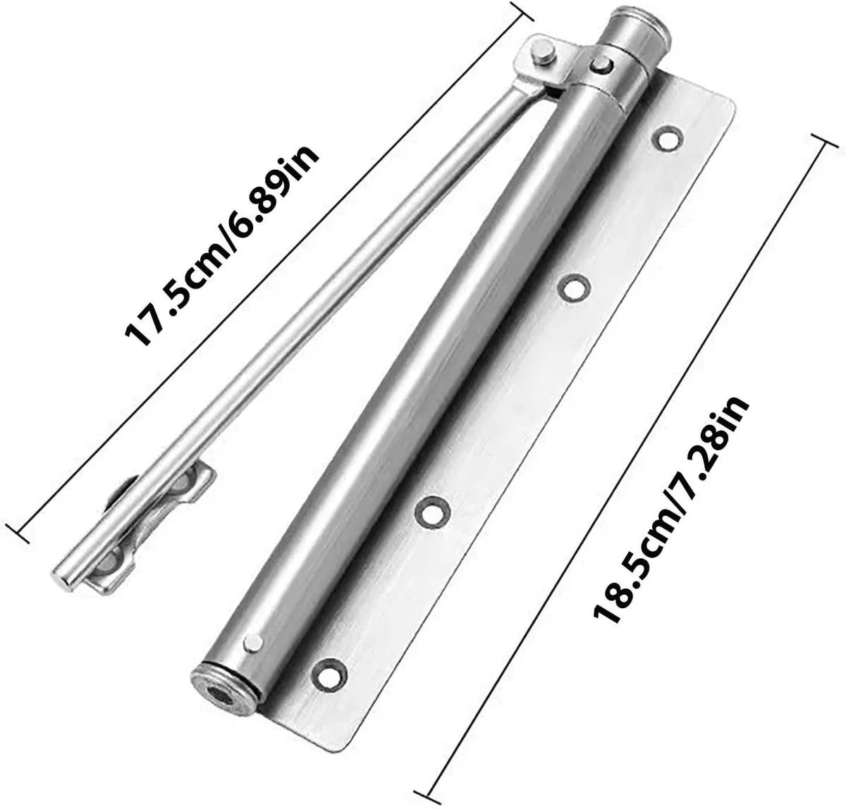 Automatic Hydraulic Door Closer with Adjustable Speed Control for Interior Doors Silver Black Stainless Steel Spring-Loaded Self-Closing | Lonoma