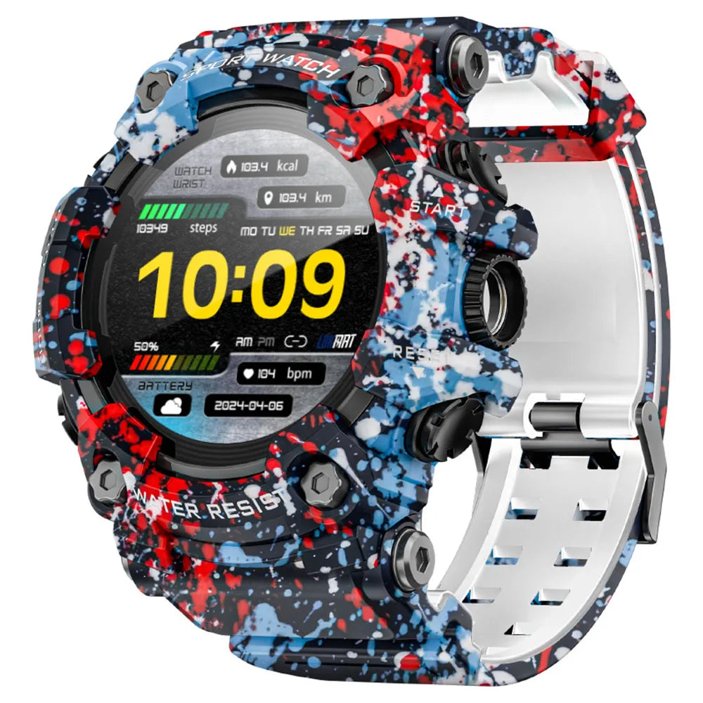 Rugged Fitness Smartwatch 1.32-Inch Touchscreen IP68 Waterproof 100+ Sport Modes Bluetooth Calling Heart Rate Sleep Monitor 15-Day Battery | Lonoma