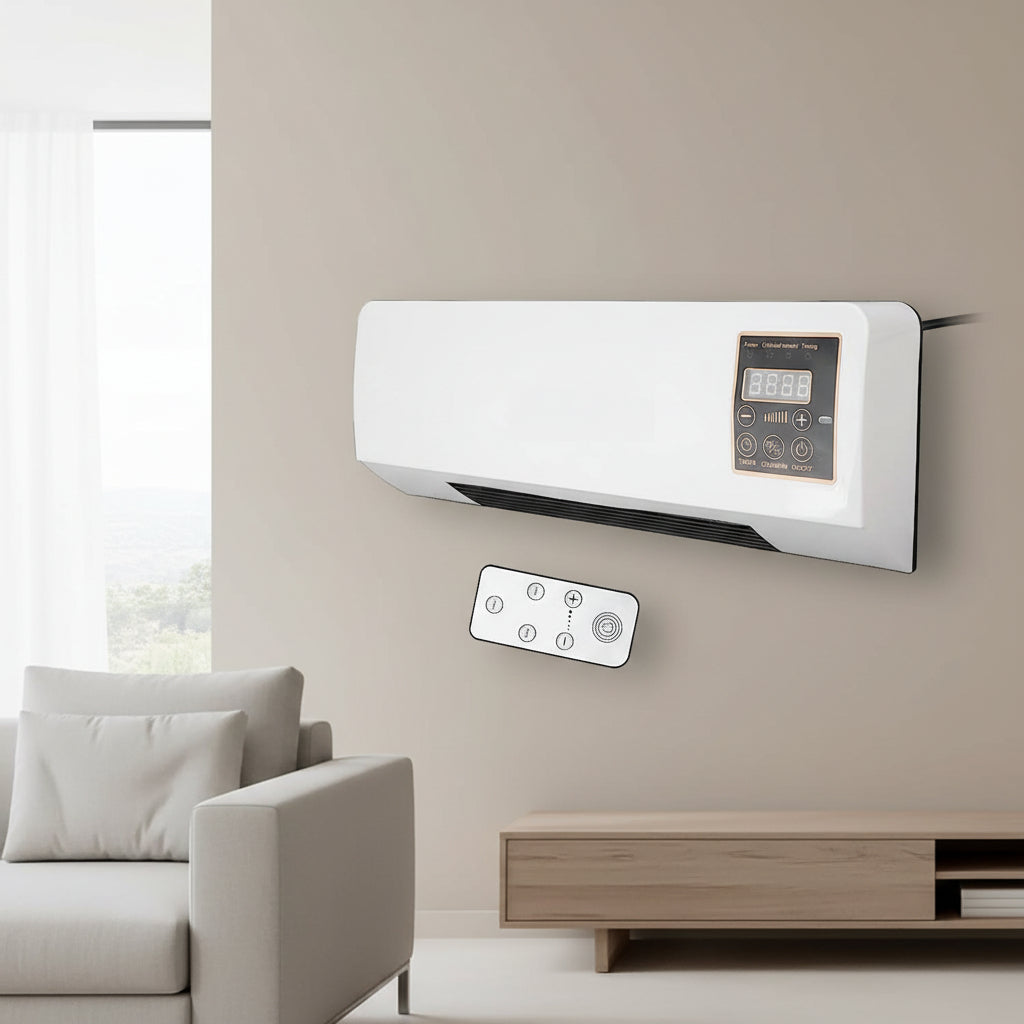 4-in-1 Wall Mounted Air Conditioner with Cooling, Heating, Fan & Dehumidifier, Quiet LCD Display for Bedroom, Office & Studio | Lonoma