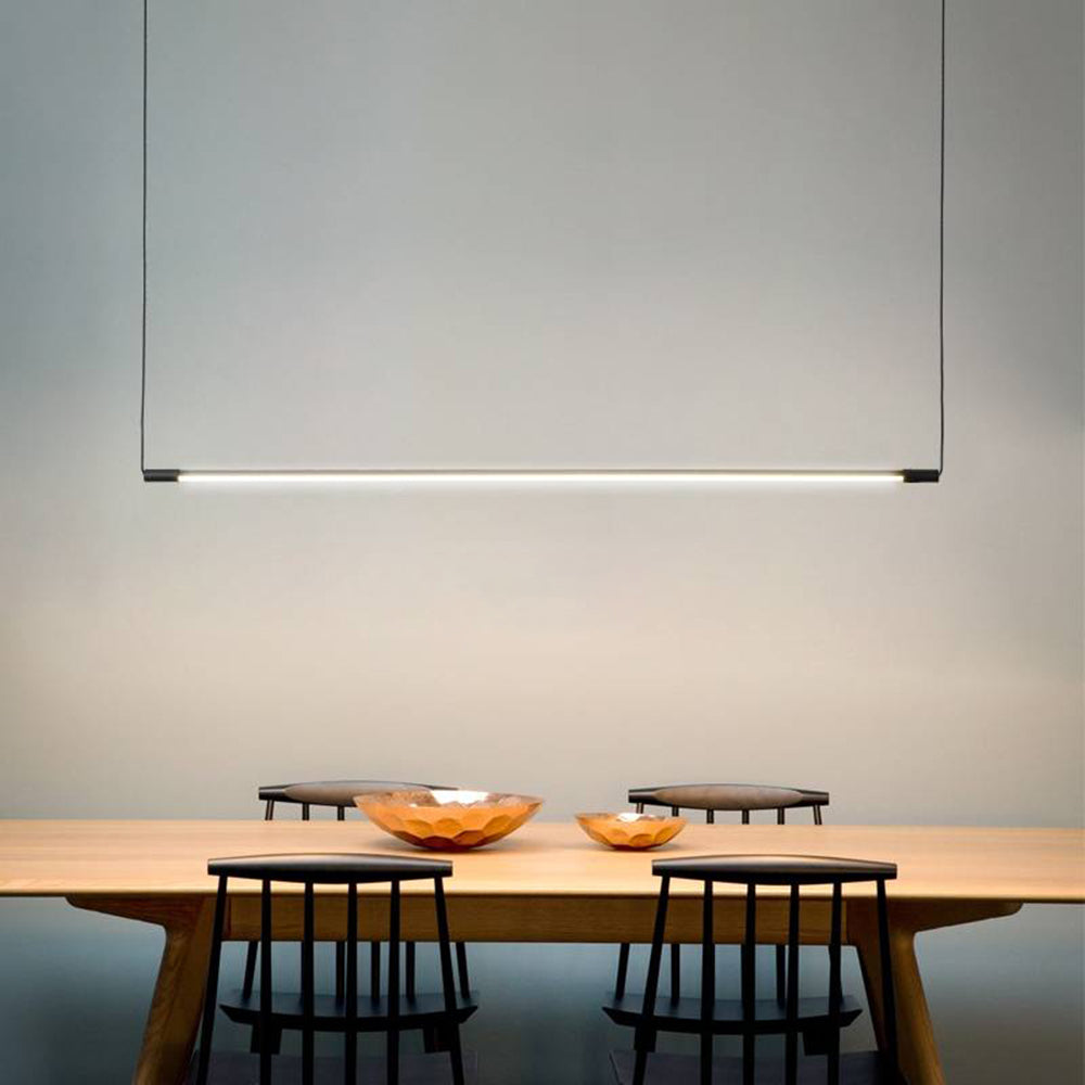 Linear LED Ceiling Fixture, Black Metal & Acrylic, Hardwired Hanging Lamp for Dining Room, Kitchen Island & Bedroom | Lonoma