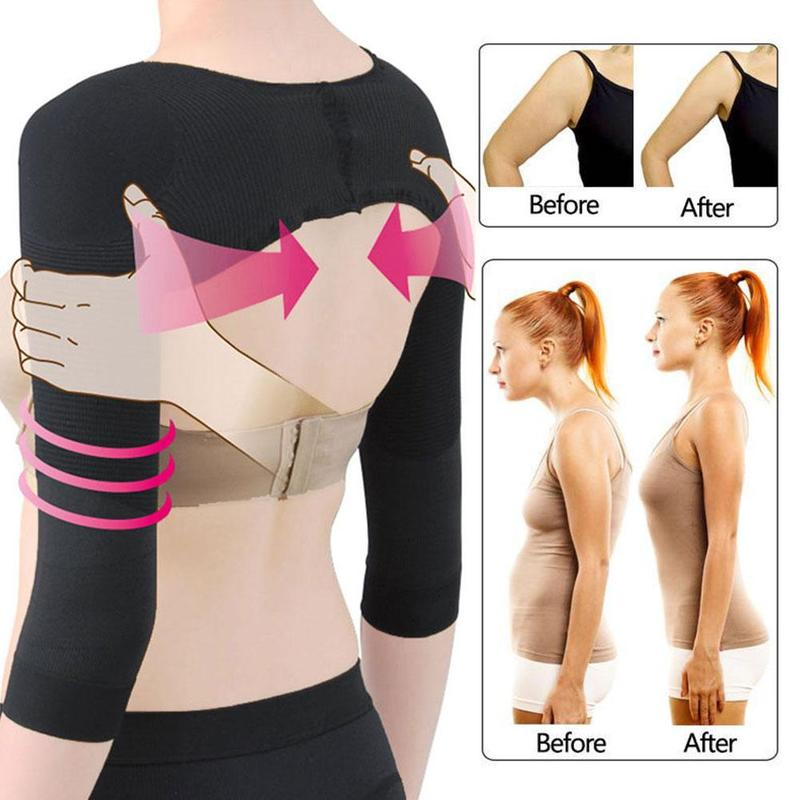 Compression Arm Sleeves with Posture Support for Women, Upper Arm Shaper and Back Corrector, Shapewear Sleeves for Everyday and Active Wear | Lonoma