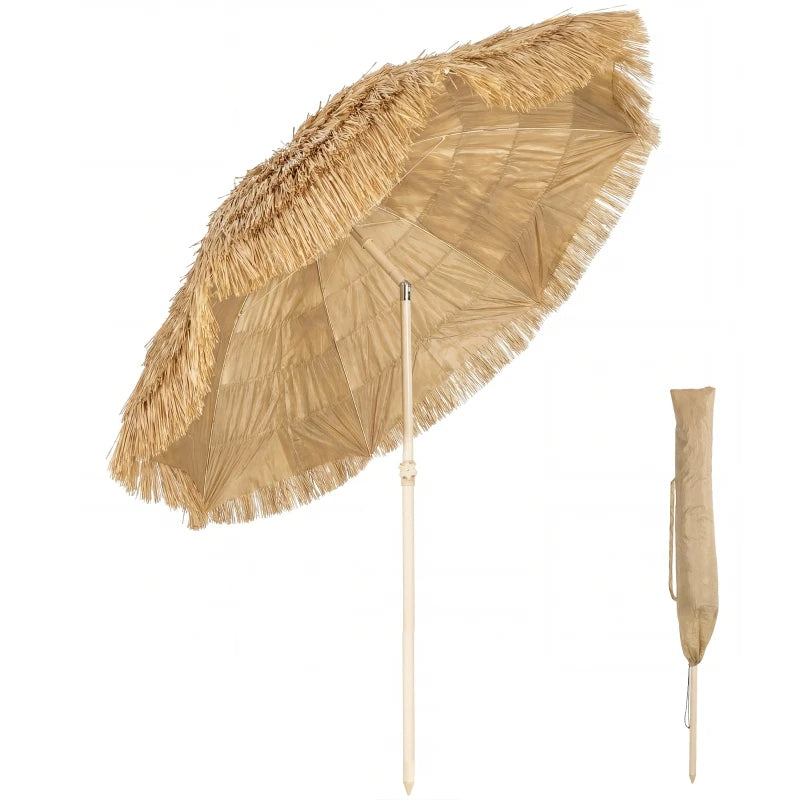Balkon parasol - Strandparasol Ø m, grote kantelparasol, Hawaiic-stijl, masthoogteverstelling, draagtas, kaki