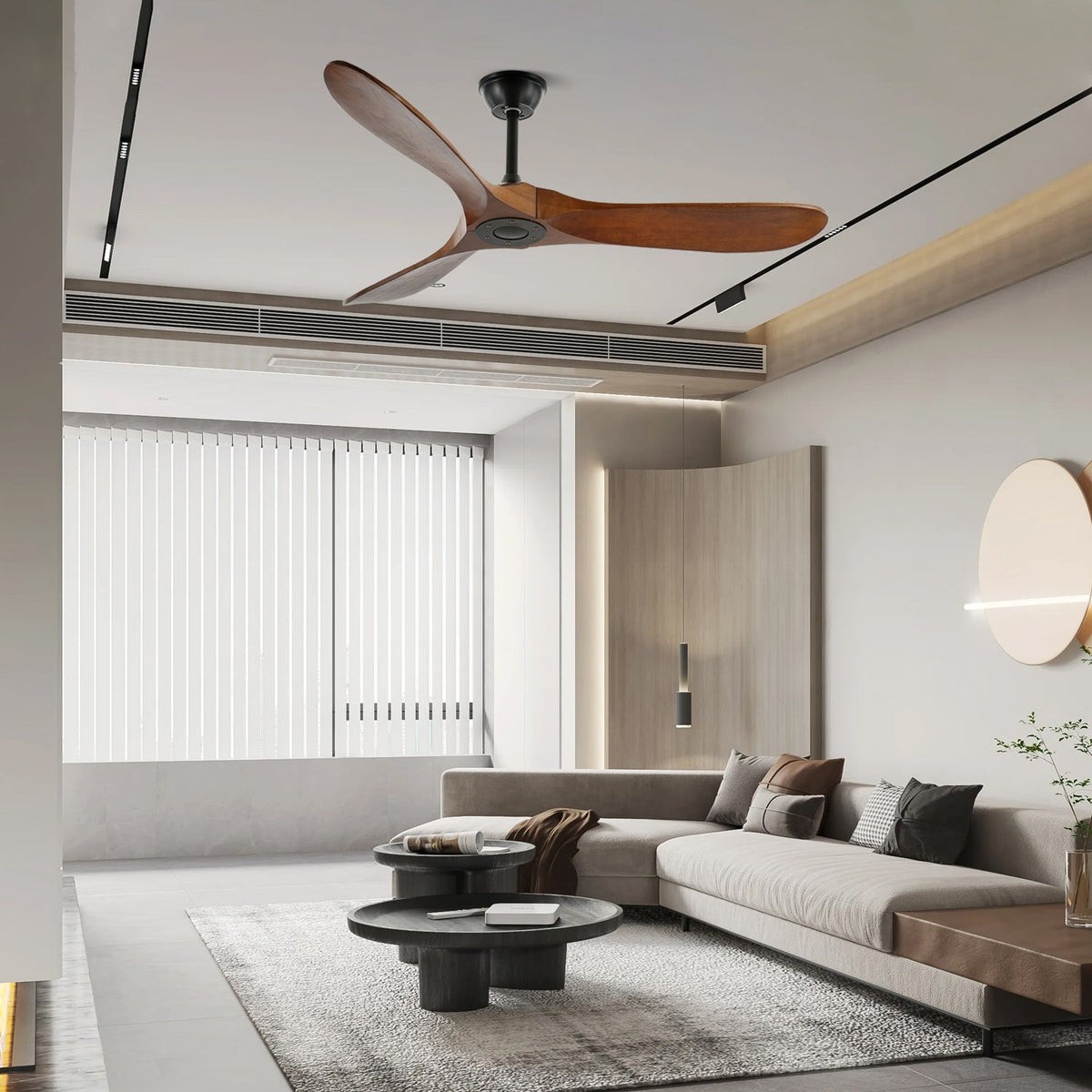 Wood Ceiling Fan with LED Light 42 inch 52 inch Black Walnut Reversible 6 Speed Indoor | Lonoma