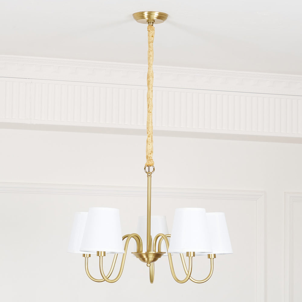 Classic Fabric Shade Chandelier with Brass Finish – Elegant Multi-Light Fixture for Dining Room, Living Room & Foyer | Lonoma