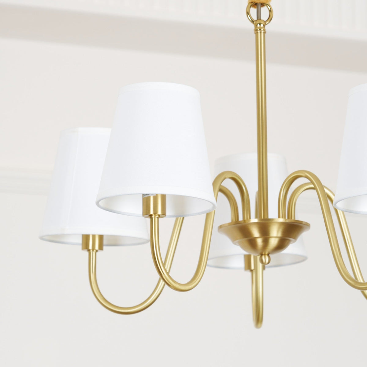 Classic Fabric Shade Chandelier with Brass Finish – Elegant Multi-Light Fixture for Dining Room, Living Room & Foyer | Lonoma