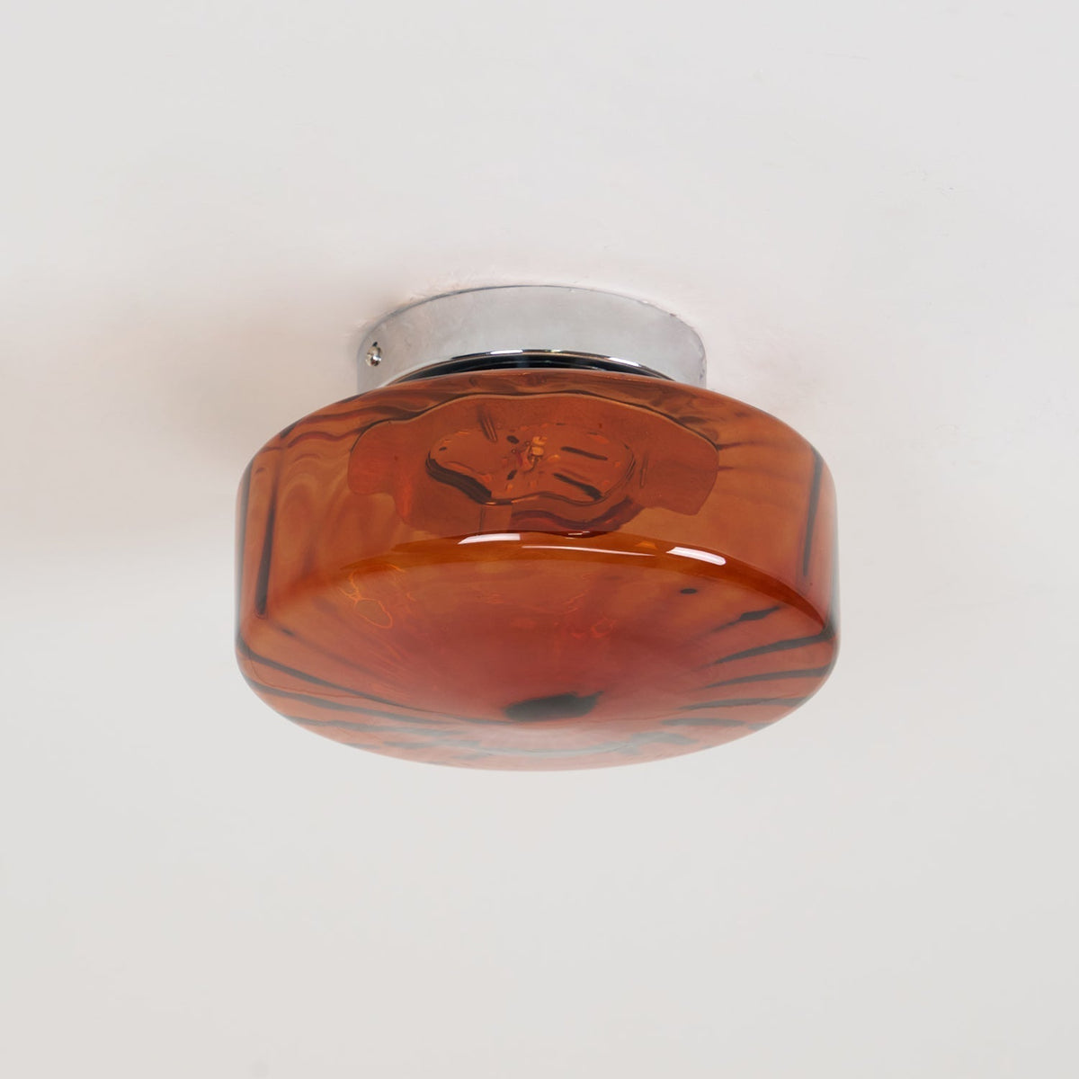 Flush Mount Ceiling Light Amber Glass Shade Vintage Sunburst Pattern for Bedroom Hallway Kitchen Dining Room Hardwired LED Fixture | Lonoma
