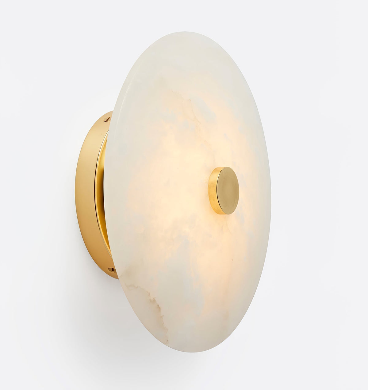 Round Alabaster Flush Mount Ceiling Light with Brass or Black Trim, LED Integrated 7.9 Inch Fixture for Bedroom Hallway Living Room | Lonoma