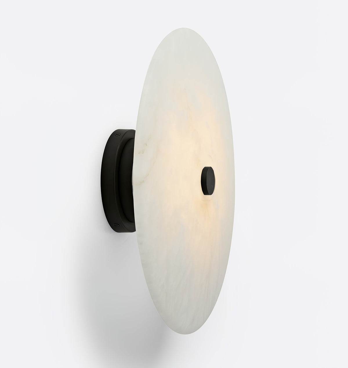 Round Alabaster Flush Mount Ceiling Light with Brass or Black Trim, LED Integrated 7.9 Inch Fixture for Bedroom Hallway Living Room | Lonoma