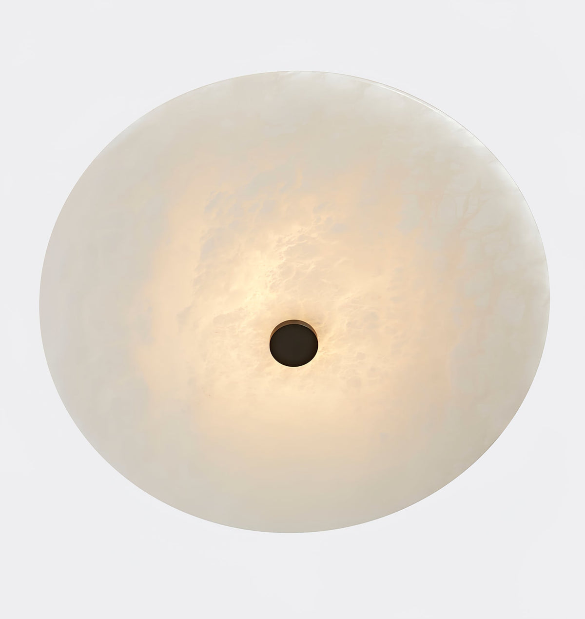 Round Alabaster Flush Mount Ceiling Light with Brass or Black Trim, LED Integrated 7.9 Inch Fixture for Bedroom Hallway Living Room | Lonoma