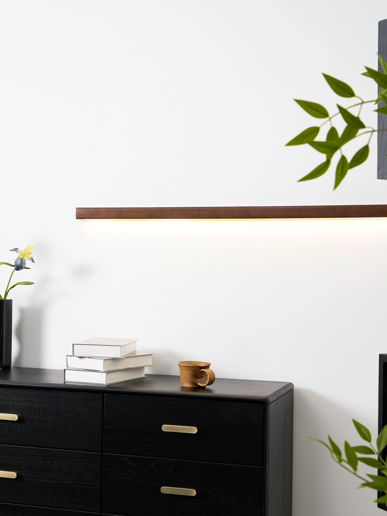 Linear Wood Wall Light LED Modern Minimalist Sconce Pine Walnut Frame Hallway Bathroom Bedroom Vanity Mirror Lighting Fixture Warm Cool | Lonoma