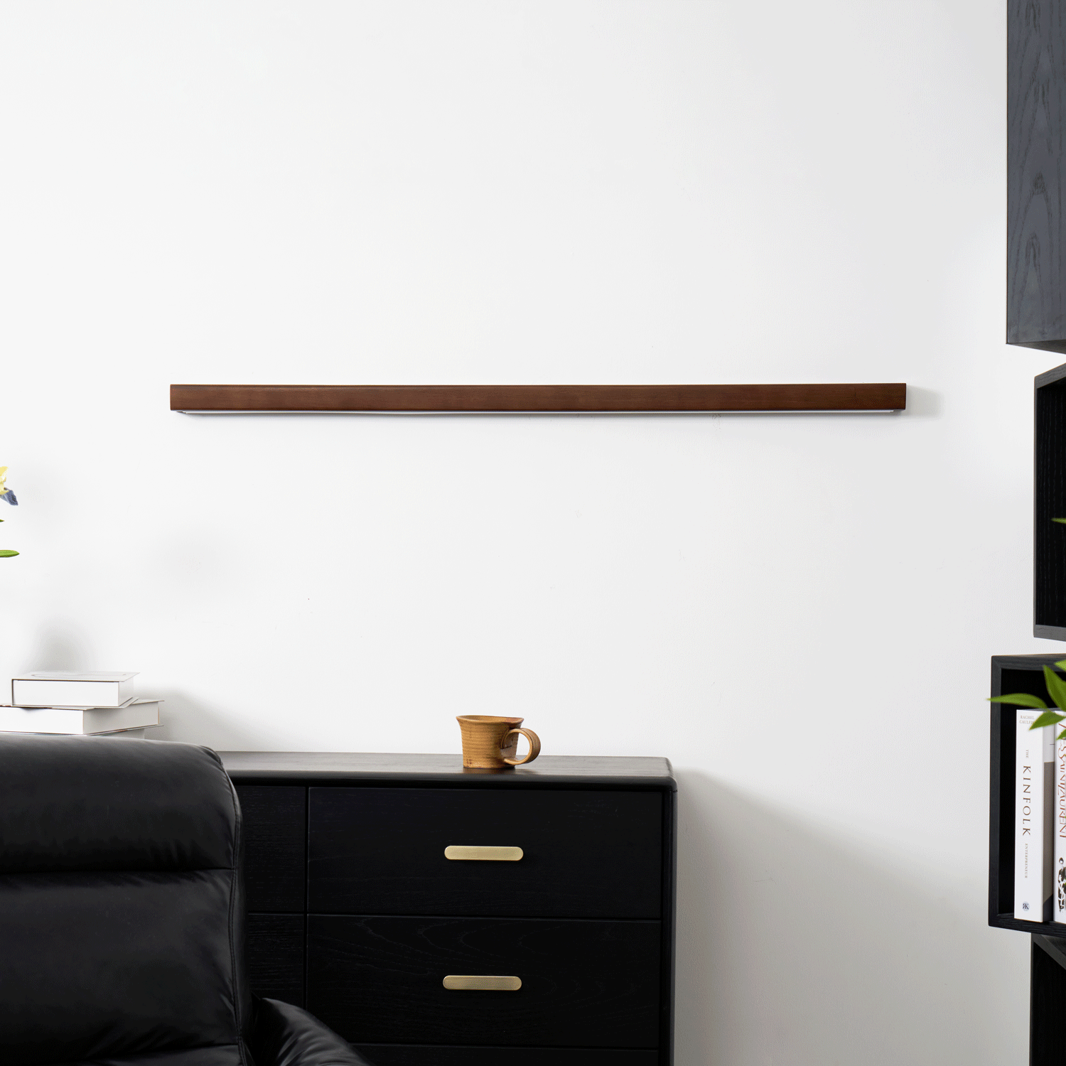 Linear Wood Wall Light LED Modern Minimalist Sconce Pine Walnut Frame Hallway Bathroom Bedroom Vanity Mirror Lighting Fixture Warm Cool | Lonoma
