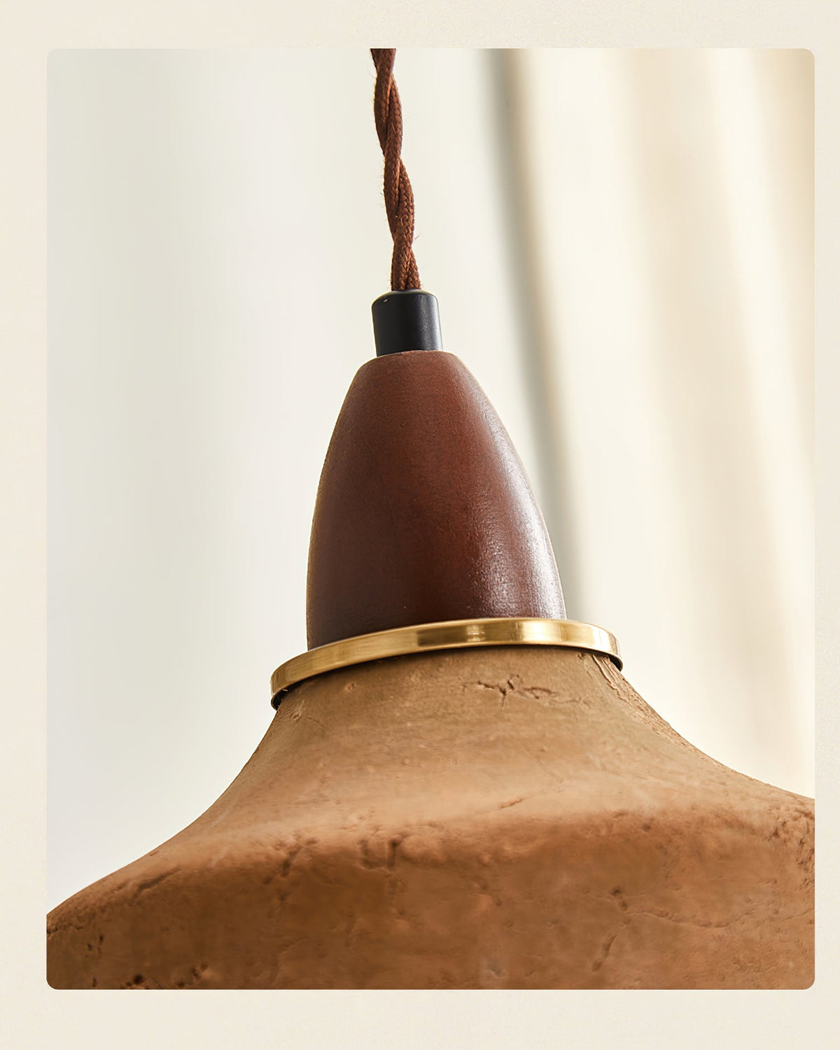 Ceramic and Wood Hanging Pendant Light Fixture G9 Base 6.3 Inch Diameter Modern Ceiling Lamp for Kitchen Island Dining Room Entryway | Lonoma
