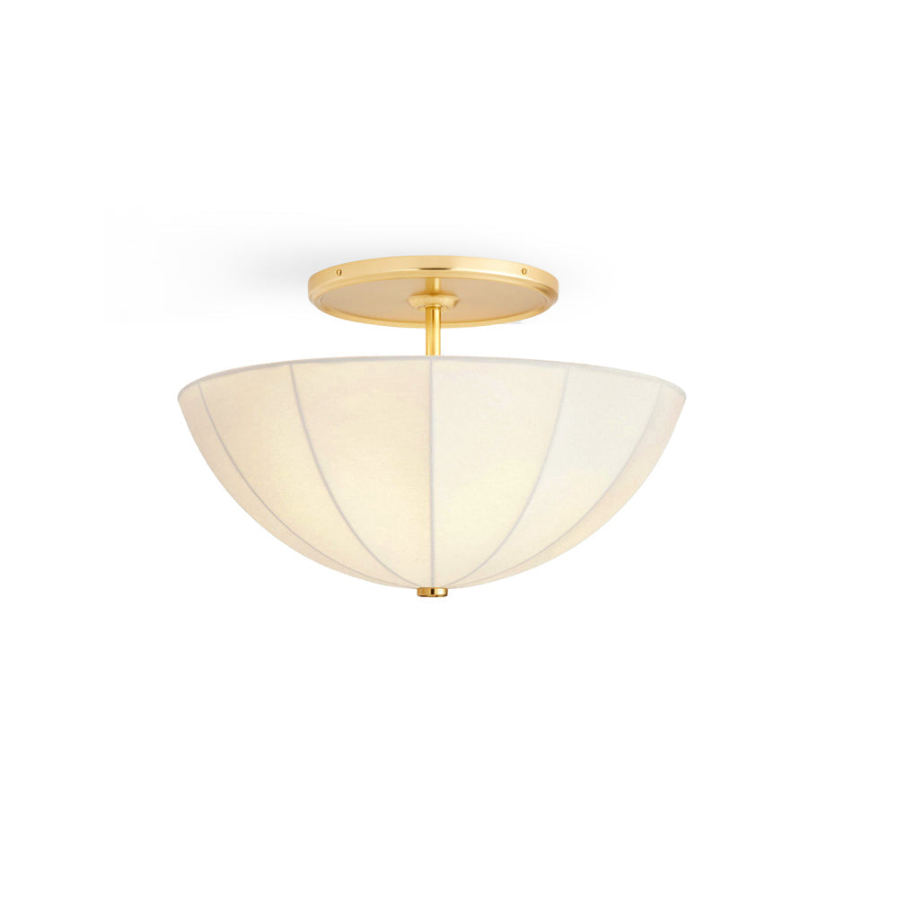 Drum Ceiling Light with Fabric Shade 16-24 in Gold Black White Metal Semi-Flush for Bedroom Dining Living Room Entryway Hallway | Lonoma