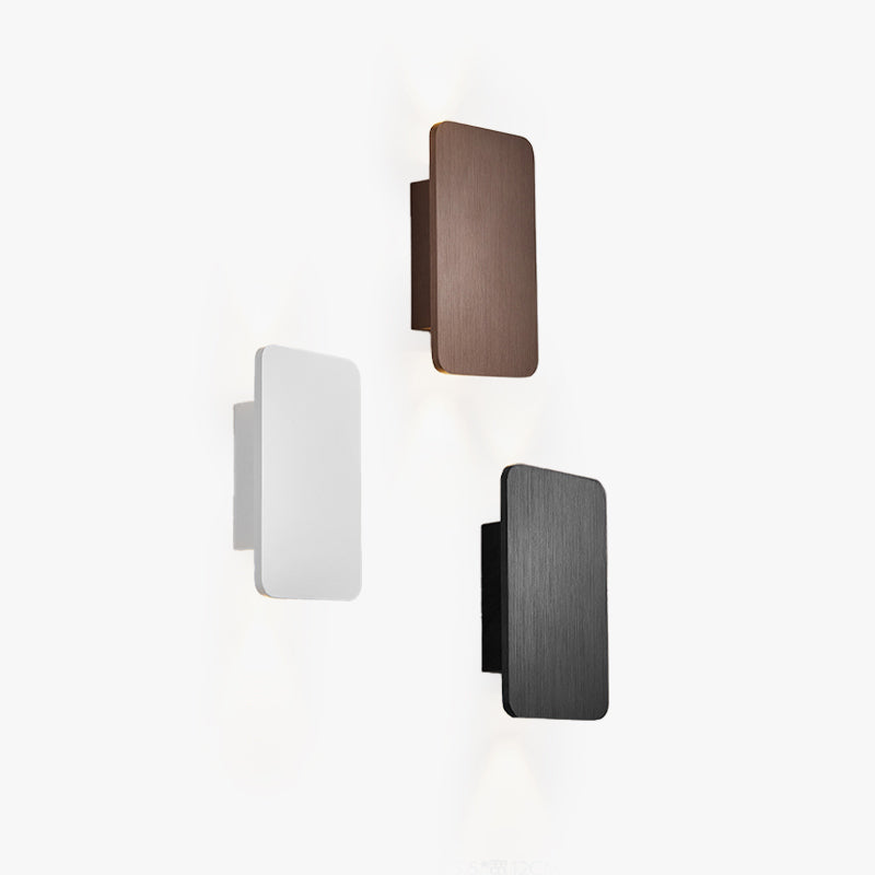 Modern Metal Wall Sconce LED Rectangle Design for Bedroom Living Room Hallway | Hardwired Contemporary Fixture Gold Black White Gray | Lonoma