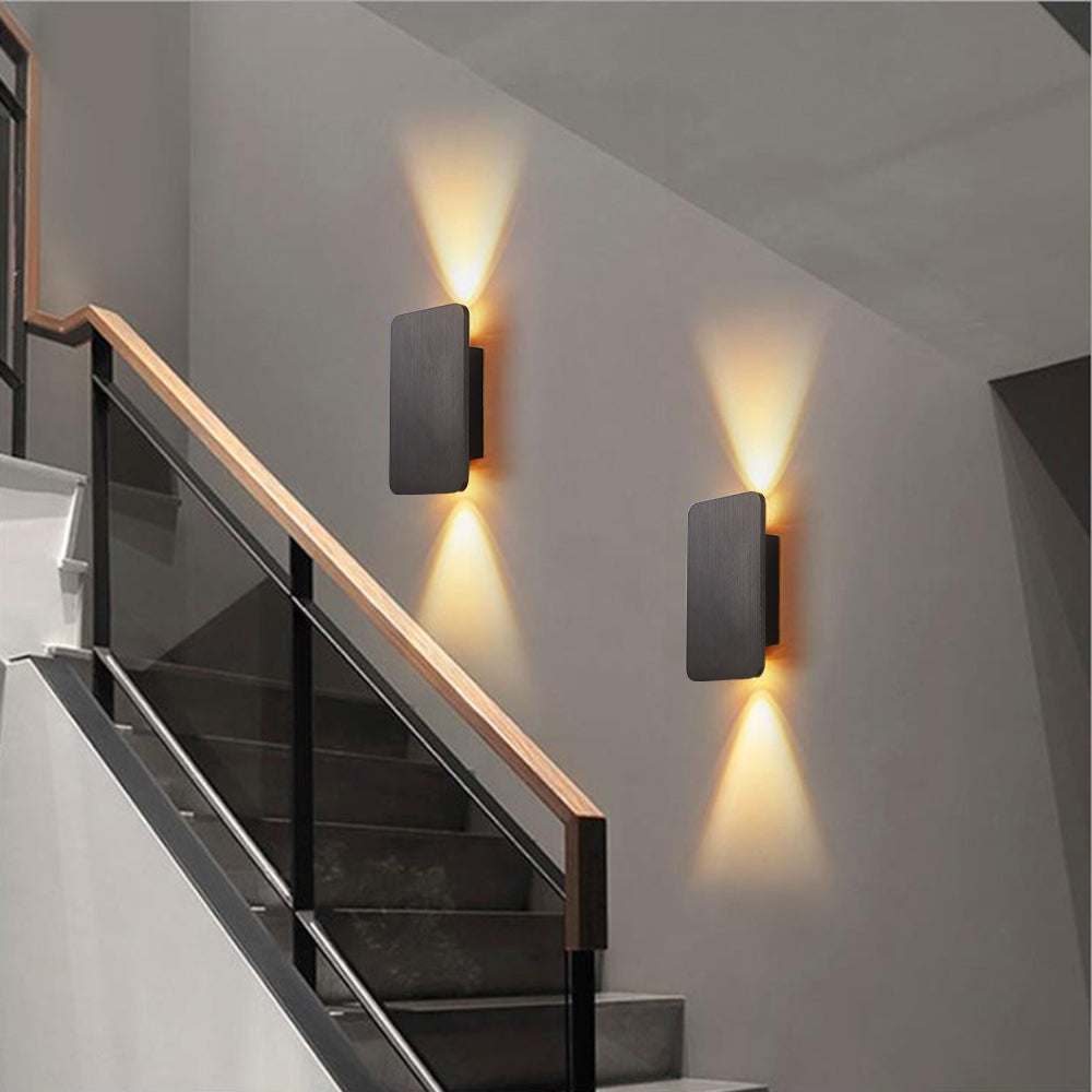 Modern Metal Wall Sconce LED Rectangle Design for Bedroom Living Room Hallway | Hardwired Contemporary Fixture Gold Black White Gray | Lonoma