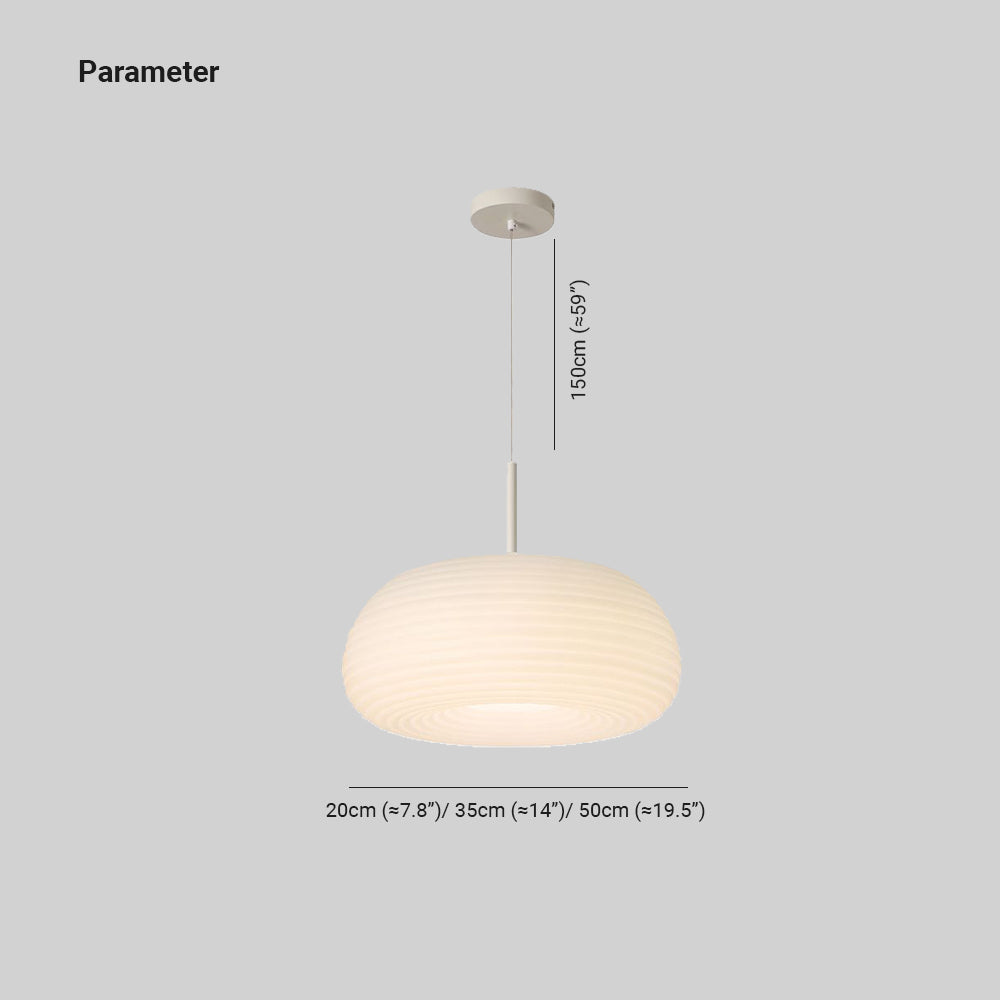 White Acrylic Drum Pendant Light with Dimmable LED, Adjustable Height Hanging Ceiling Fixture for Dining Room Kitchen Bedroom | Lonoma