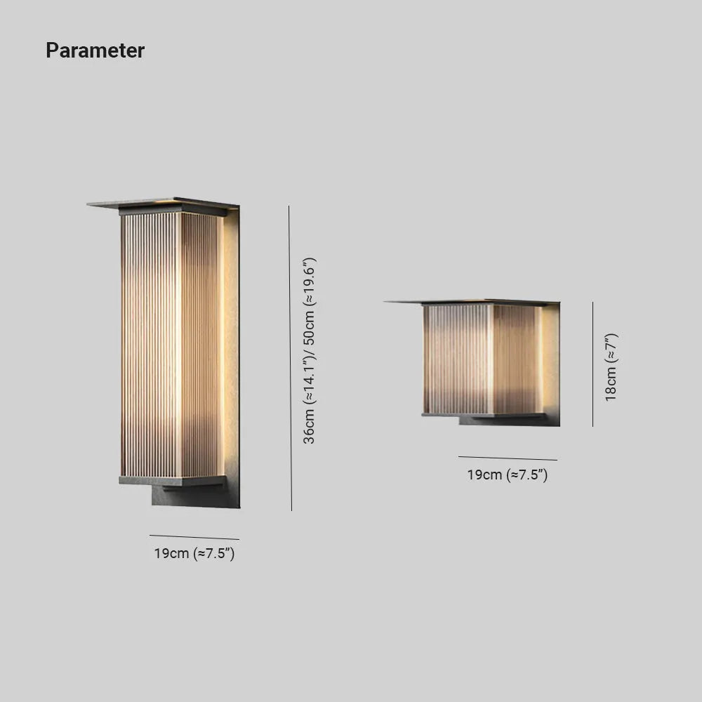 Weatherproof LED Outdoor Wall Sconce, Black Metal & Acrylic Rectangular Design for Patio Entryway | Lonoma