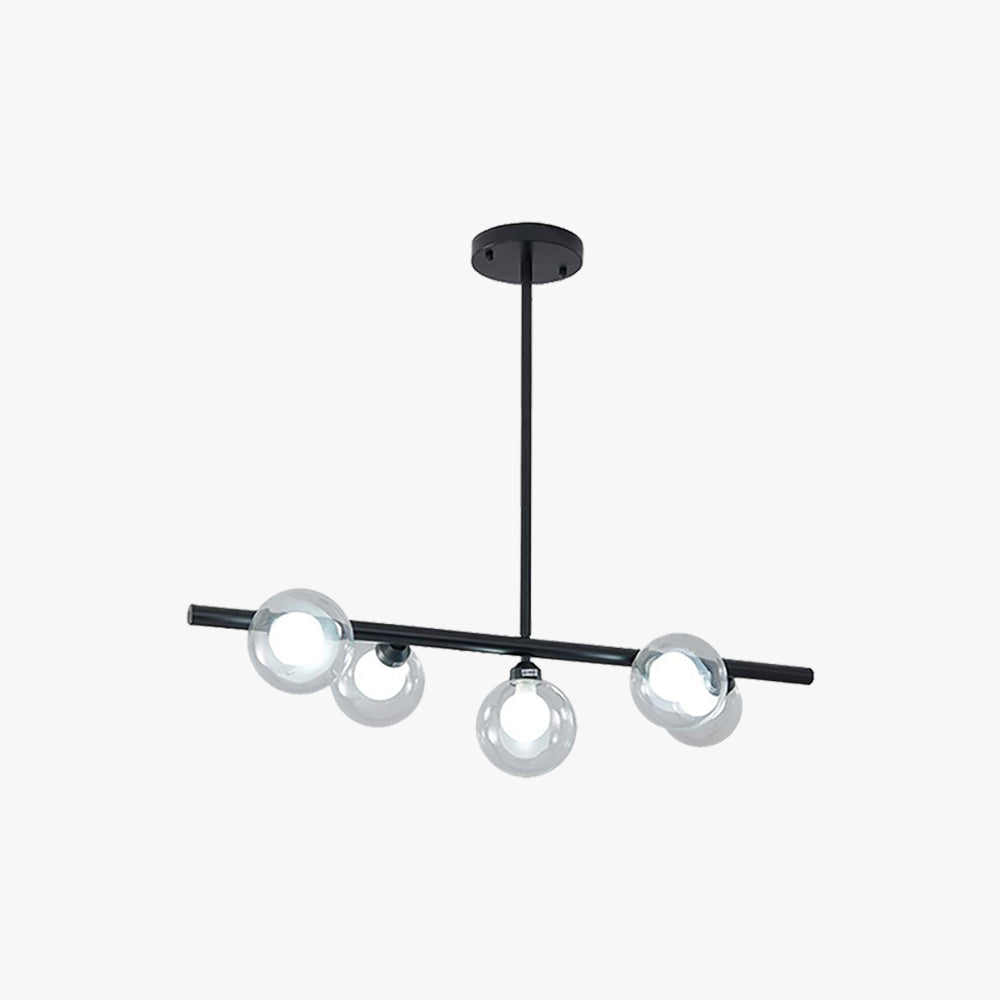 Hanging Island Chandelier Metal Frame Orb Glass Shades 5 or 6 Bulbs Black Gold for Dining Kitchen Living | Lonoma