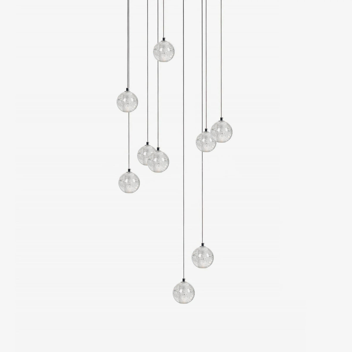 Sparkling Glass Globe Multi-Light Chandelier with Adjustable Hanging Drop & Chrome Frame for Dining Room, Entryway, Stairwell | Lonoma