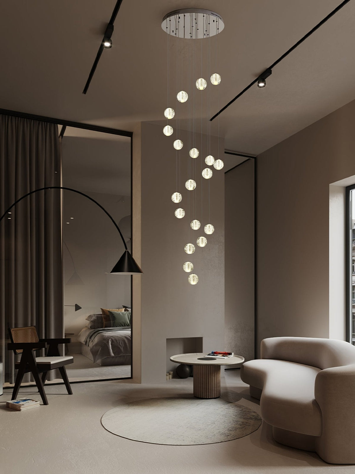 Sparkling Glass Globe Multi-Light Chandelier with Adjustable Hanging Drop & Chrome Frame for Dining Room, Entryway, Stairwell | Lonoma