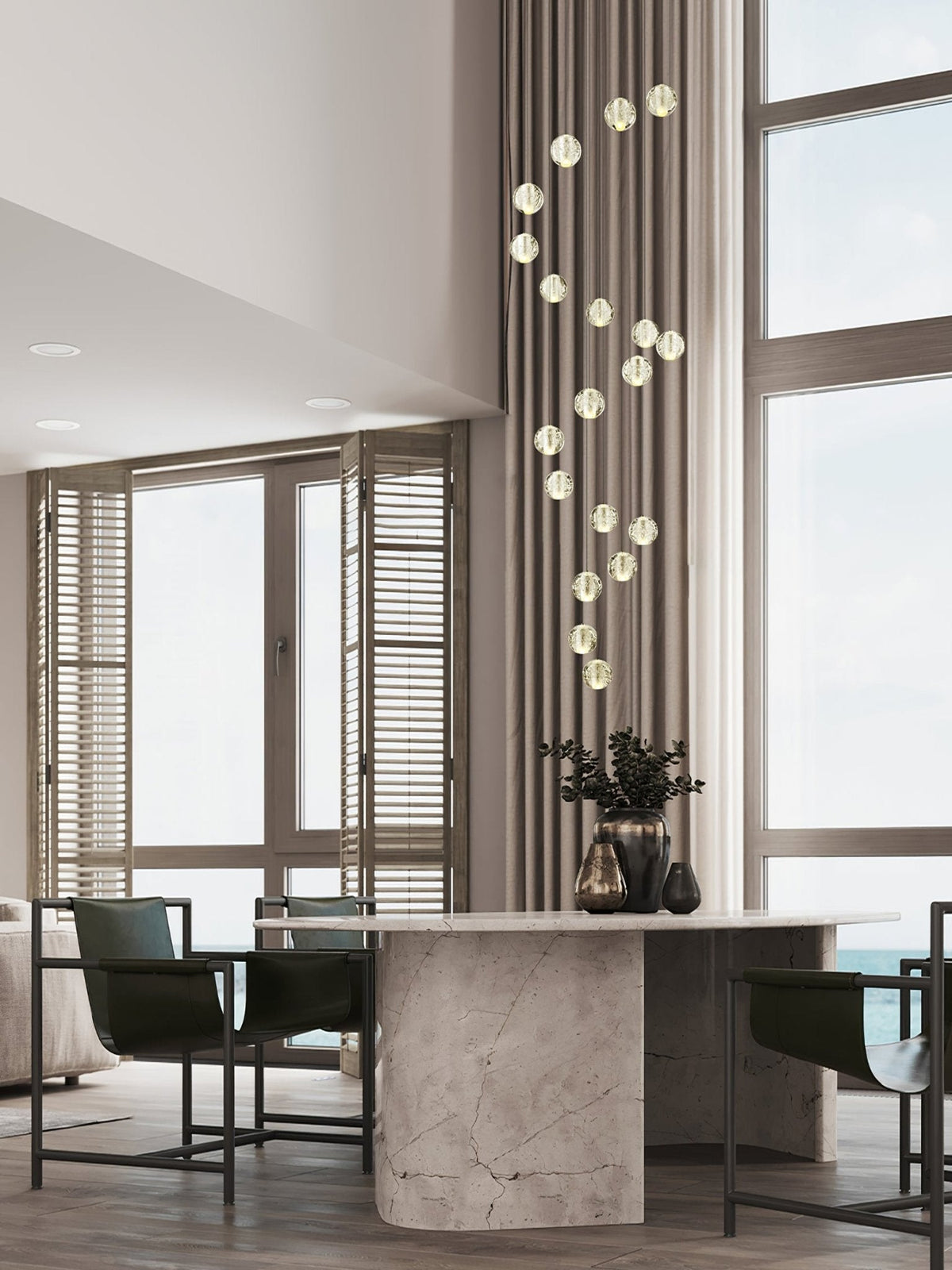 Sparkling Glass Globe Multi-Light Chandelier with Adjustable Hanging Drop & Chrome Frame for Dining Room, Entryway, Stairwell | Lonoma