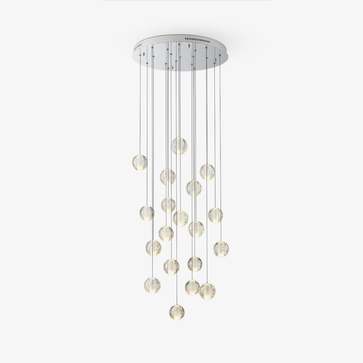 Sparkling Glass Globe Multi-Light Chandelier with Adjustable Hanging Drop & Chrome Frame for Dining Room, Entryway, Stairwell | Lonoma