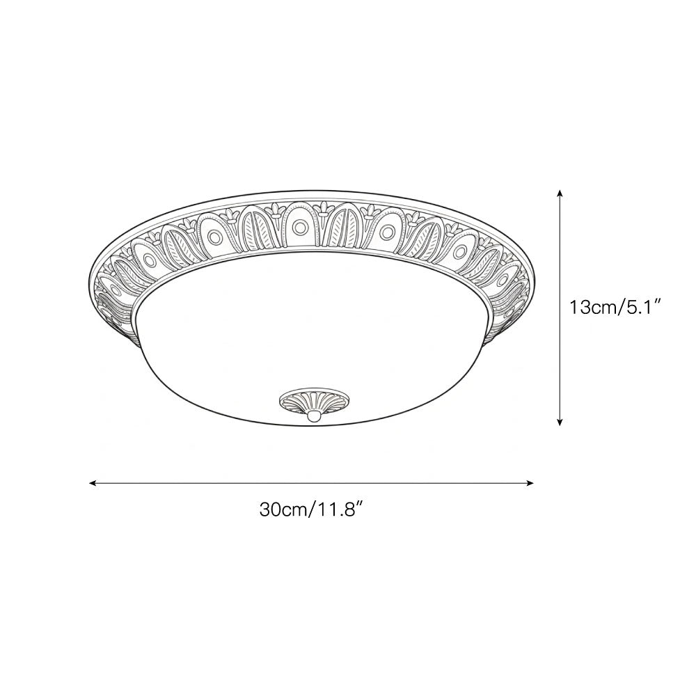 Metal & Glass Flush Mount Ceiling Light - 12 to 20 Inch LED Fixture for Bedroom, Hallway, Kitchen - E27 Socket - Antique Bronze or White | Lonoma