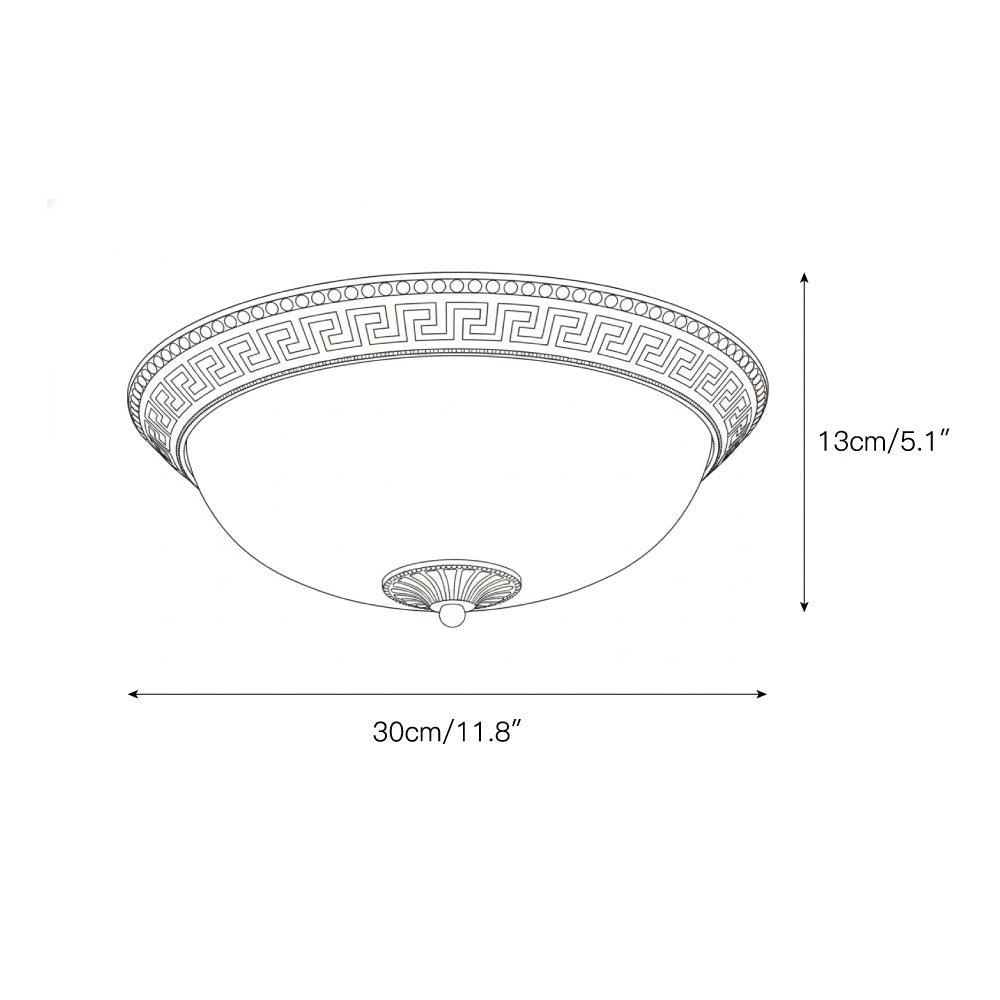 Metal & Glass Flush Mount Ceiling Light - 12 to 20 Inch LED Fixture for Bedroom, Hallway, Kitchen - E27 Socket - Antique Bronze or White | Lonoma