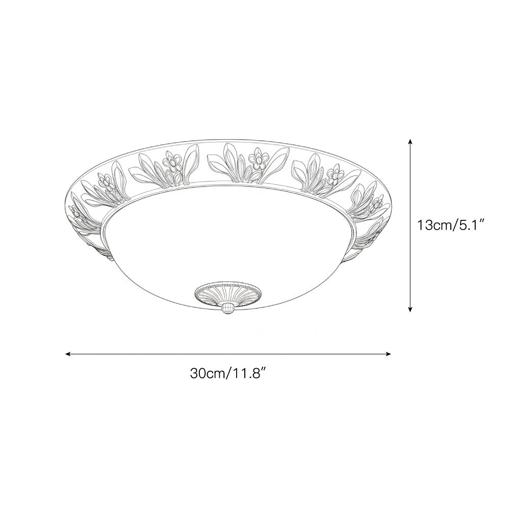 Metal & Glass Flush Mount Ceiling Light - 12 to 20 Inch LED Fixture for Bedroom, Hallway, Kitchen - E27 Socket - Antique Bronze or White | Lonoma