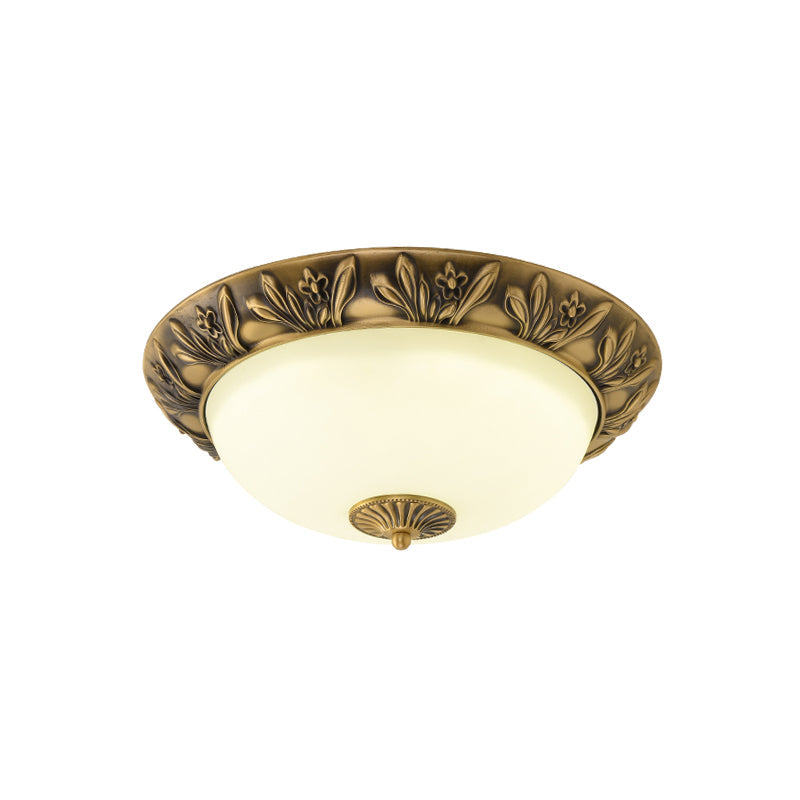 Metal & Glass Flush Mount Ceiling Light - 12 to 20 Inch LED Fixture for Bedroom, Hallway, Kitchen - E27 Socket - Antique Bronze or White | Lonoma