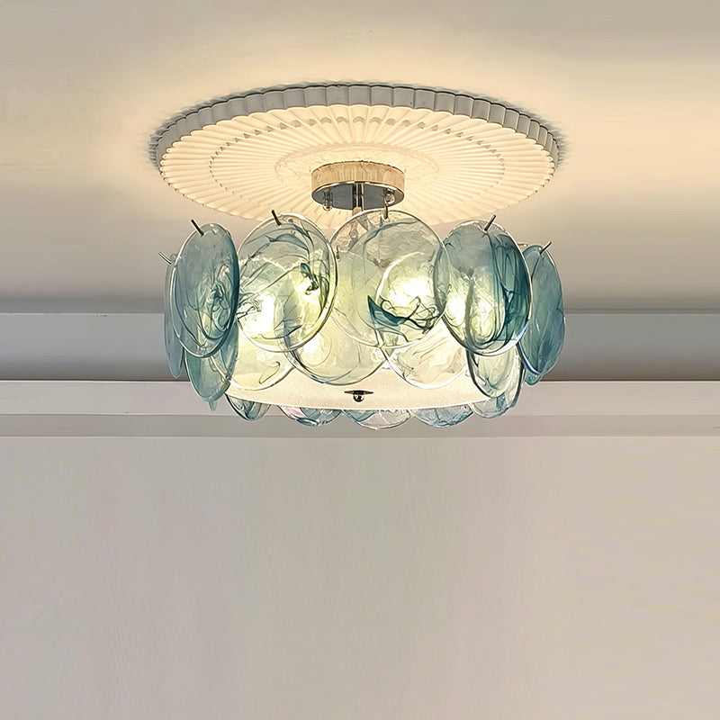 Flush Mount Ceiling Light Fixture with Glass Shade, Modern LED Compatible Semi-Flush Ceiling Lamp for Bedroom Kitchen Hallway Dining Room | Lonoma