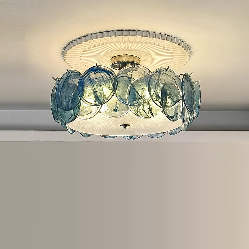 Flush Mount Ceiling Light Fixture with Glass Shade, Modern LED Compatible Semi-Flush Ceiling Lamp for Bedroom Kitchen Hallway Dining Room | Lonoma