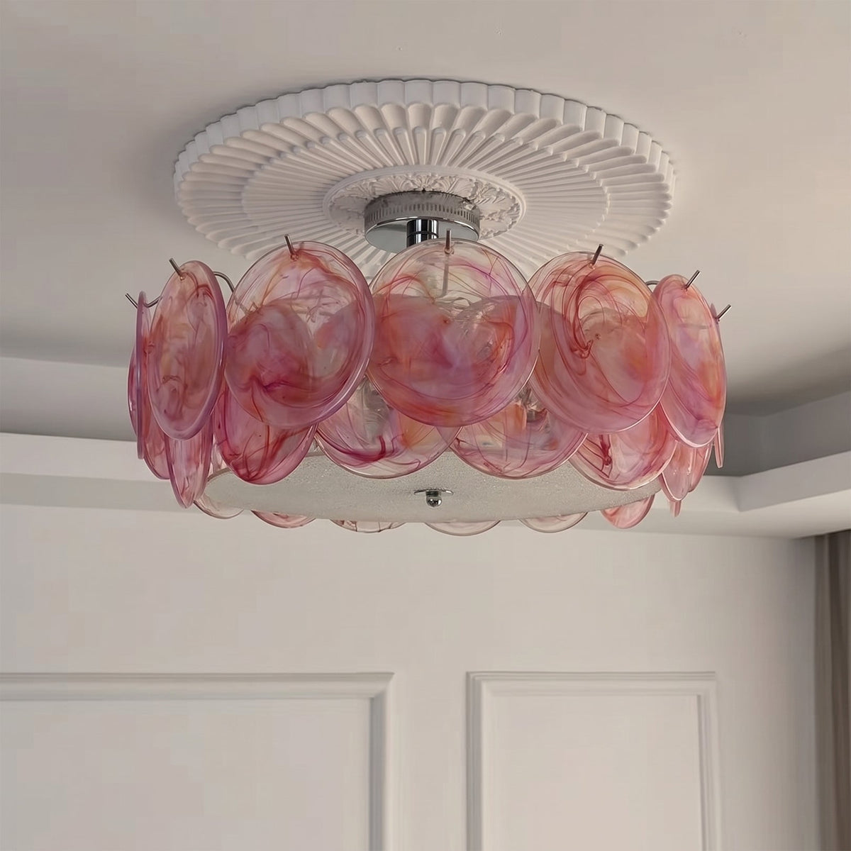 Flush Mount Ceiling Light Fixture with Glass Shade, Modern LED Compatible Semi-Flush Ceiling Lamp for Bedroom Kitchen Hallway Dining Room | Lonoma